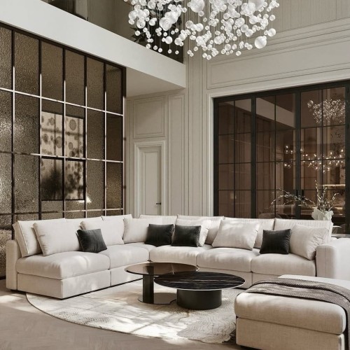 sofa modułowa narożna tapicerowana do salonu