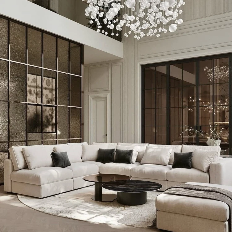 sofa modułowa narożna tapicerowana do salonu