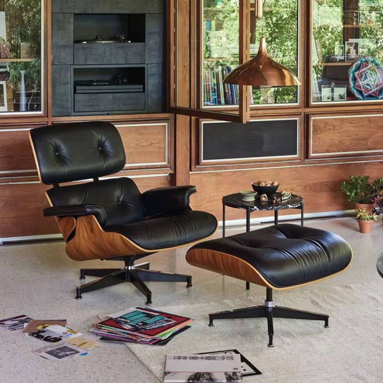 fotel skórzany czarny brązowy z podnóżkiem