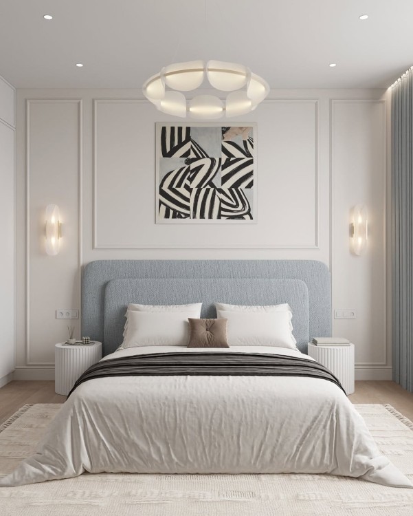 nowoczesne łóżko tapicerowane z dużym zagłówkiem na zamówienie