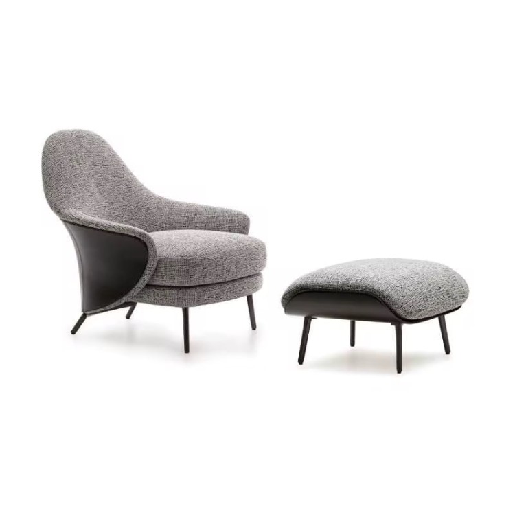 nowoczesny fotel tapicerowany podnóżek