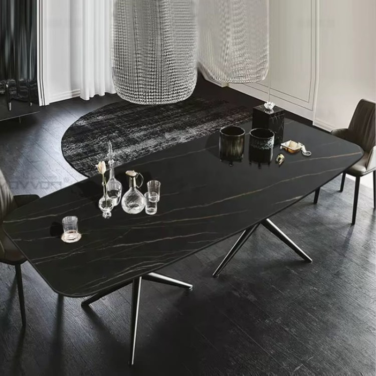 stół rozkładany z czarnym blatem nowoczesny blat kamienny