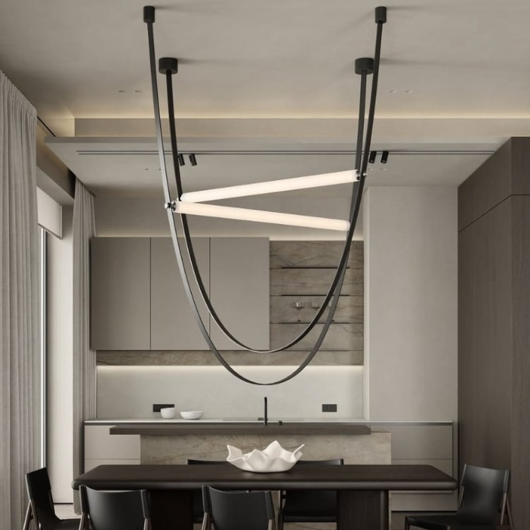 żyrandol nowoczesny 3 pasy skórzany brązowy czarny