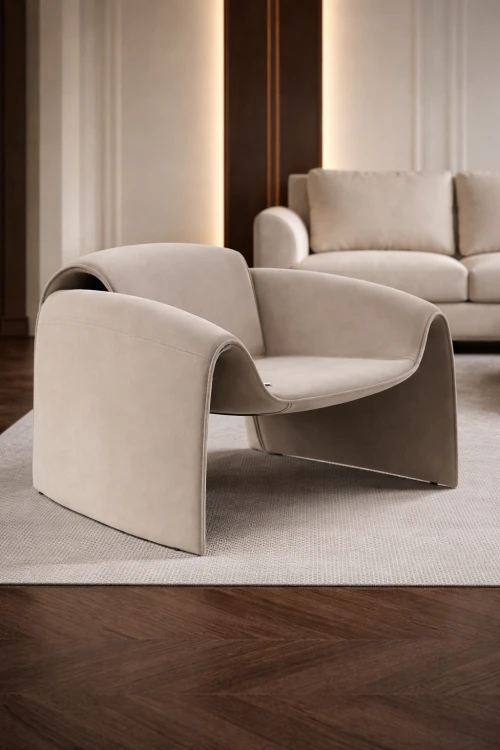 fotel tapicerowany nowoczesny beżowy luksusowy