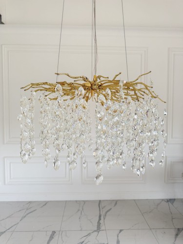 żyrandol złoty kryształowy designerski