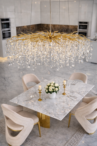 lampa złota kryształowa do salonu