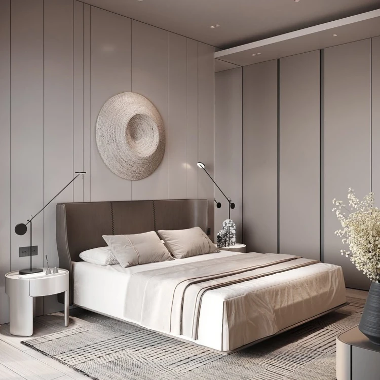 łóżko do sypialni luksusowe z designerskim zagłówkiem na zamówienie