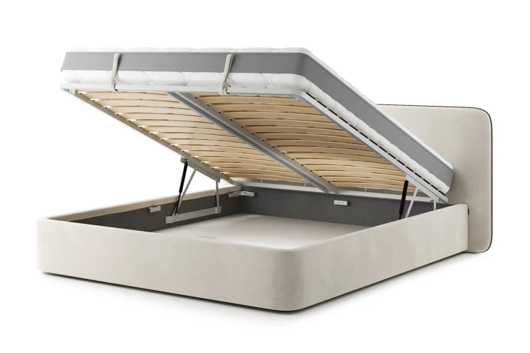 nowoczesne łóżko z pojemnikiem na pościel