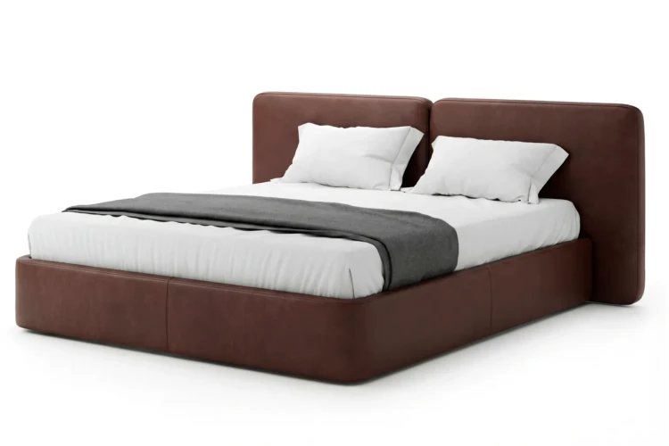 nowoczesne designerskie łóżko tapicerowane z pojemnikiem na pościel