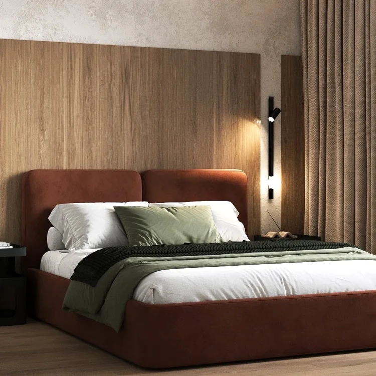 nowoczesne łóżko do sypialni tapicerowany zagłówek