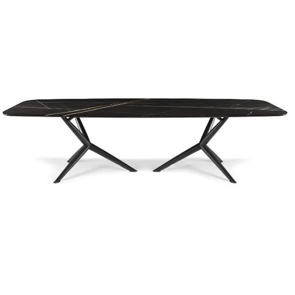 nowoczesny luksusowy stół do jadalni czarny z kamiennym blatem rozkładany