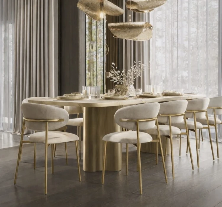 krzesło tapicerowane złote do jadalni