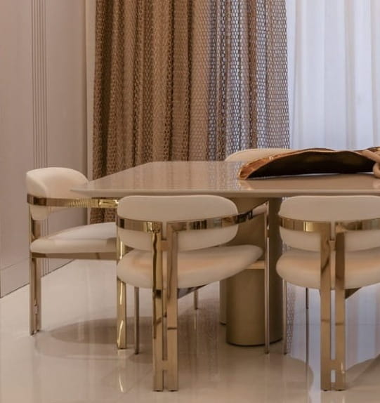 krzesło tapicerowane złoto szczotkowane złoto beżowe