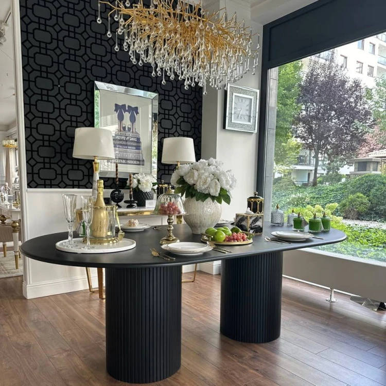 stół nowoczesny drewniany owalny rozkładany