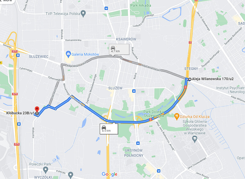 Mapa dojazdu do Showroom Primavera Casa